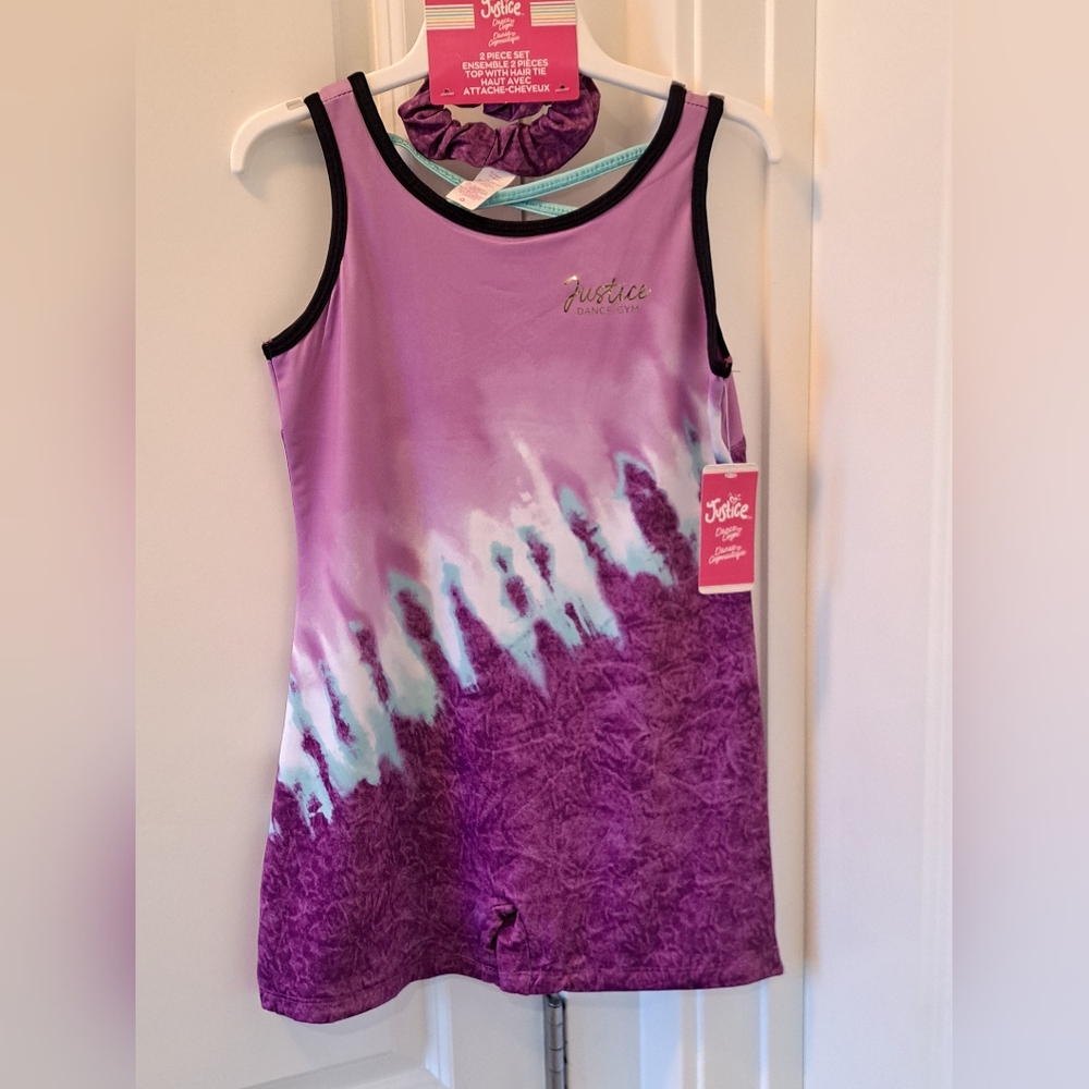 Brand New Justice Girl Purple Tie-Dye 2 Piece Gymnastic/Dance Leotard